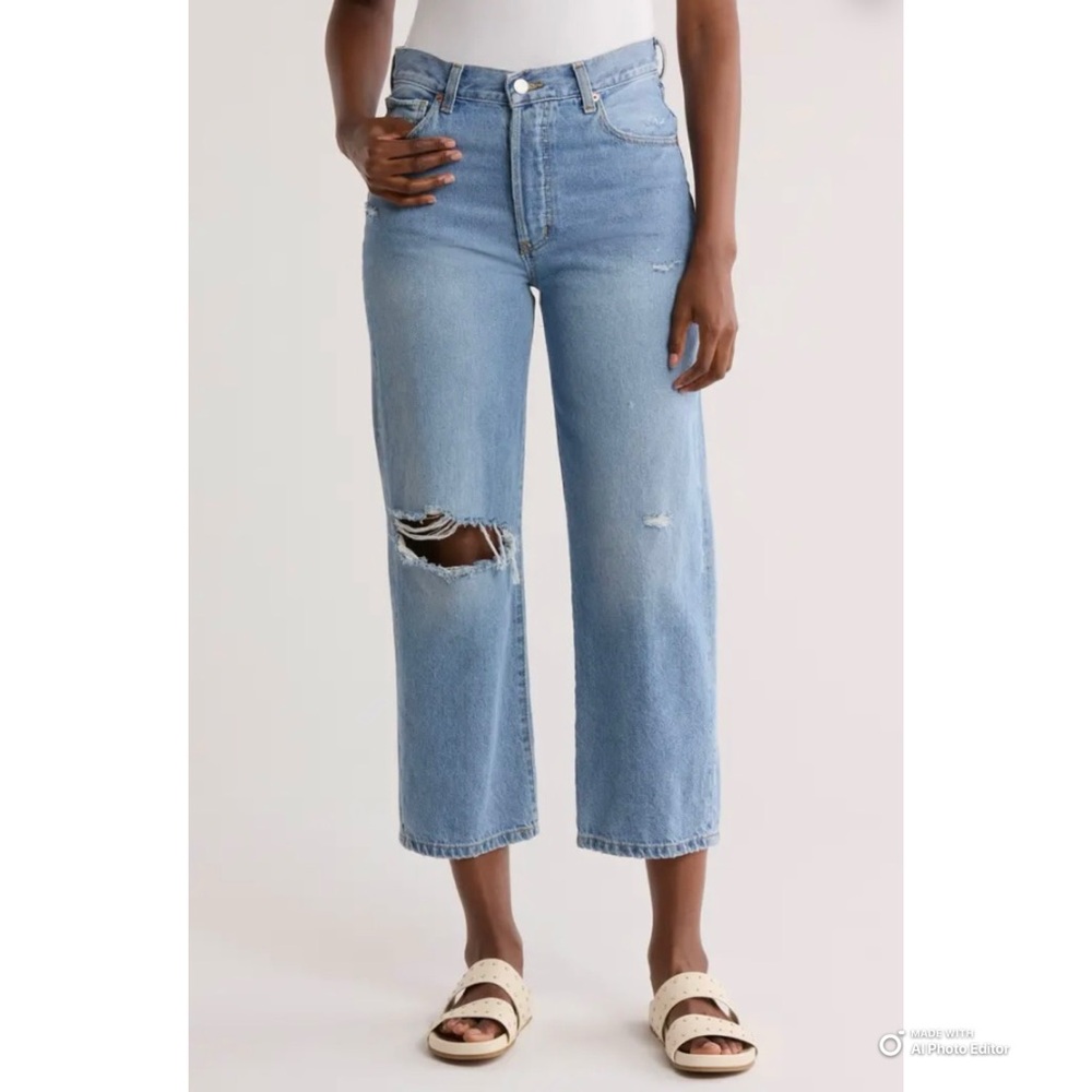 Etica Altin Loose Crop Jeans in Ithaca Size 31 NWT Distressed Blue Jean Denim